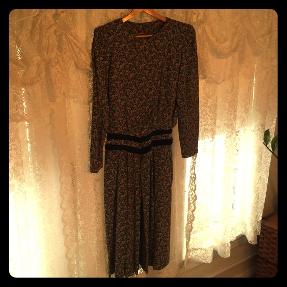 1980s Vintage Drop-Waist Dress